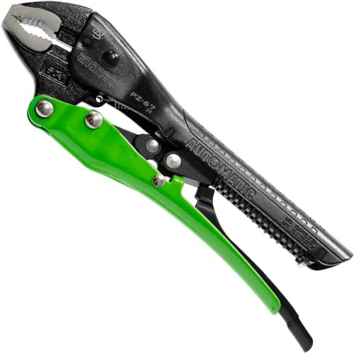 Locking Pliers with Unique Non-Slip/gripping Screw Removal Jaws for The Easy Extraction of Damaged/Stuck Screws, Black/Green. Neji-Saurus mole Grip Pliers by ENGINEER (Auto)