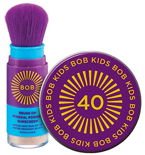 BOB KIDS Duo Pack SPF Sun Protection, SPF 30 Mineral Powder Sunscreen & SPF 40 Kids Sun Protection Balm, Broad Spectrum, Fragrance Free, Water Resistant