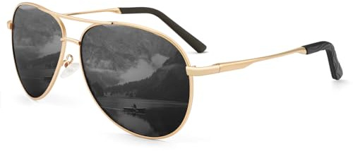 HENGOSEN Pilotenbrille Sonnenbrille Herren Damen Piloten-Polarisiert Sonnenbrille Metallrahmen Unisex Fahren Sonnenbrille mit UV400 Schutz