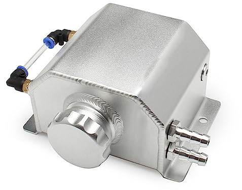 Shkalacar Universal Oil Catch Can Kit, ölauffangbehälter aus Aluminium 1L/2L Quadrat, Ölauffangbehälter-Reservoir Tanks mit Ablassschraube Schwarz/Silber