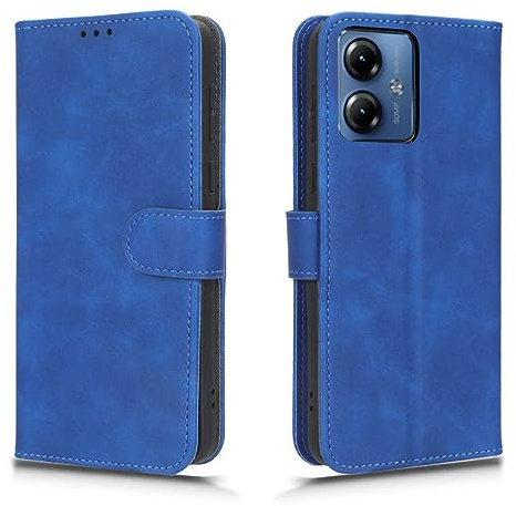 PEIYE Funda para Motorola Moto G14, Carcasa con Tapa, Case Cover Libro Billetera de Cuero PU, Antigolpes, Función de Soporte, Ranuras para Tarjetas y Cierre Magnético, (Azul)