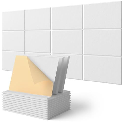 Akustikplatten Selbstklebend, Rechteck, Schalldämmung Wand, 12 Stück, Hohe Dichte Akustikpaneele, Schallschutz, Schallabsorber (30x40x0.9cm)