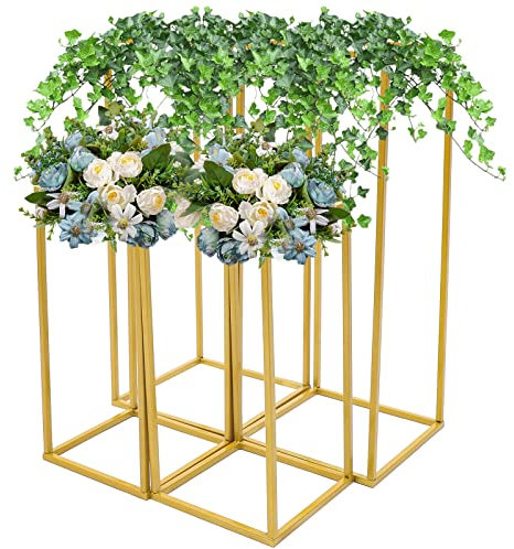 Sindipanda Blumenständer 2PCS(60CM+40CM) Metall Pflanzenständer Display Ständer Road Lead ,Hochzeit Loft Garten Dekoration Eisen Tisch,Gold