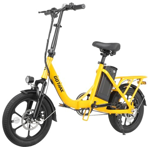 Gotrax NEPHELE 16 Folding Electric Bike, Max Range 25Miles(Pedal-Assist) &15.5Mph Power by 350W Motor, Front Suspension&Adjustable Seat and Handlebar, Commuter Electric Bicycle for Adults/Teens