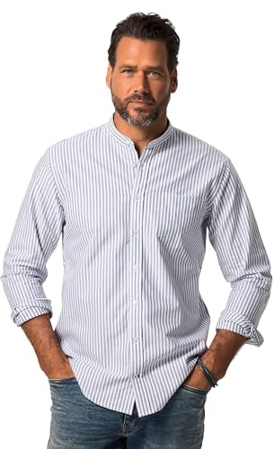 JP 1880 Camisa de Rayas Cuello Alto MF Oxford 1/1, Azul Marino, 5X-Large para Hombre