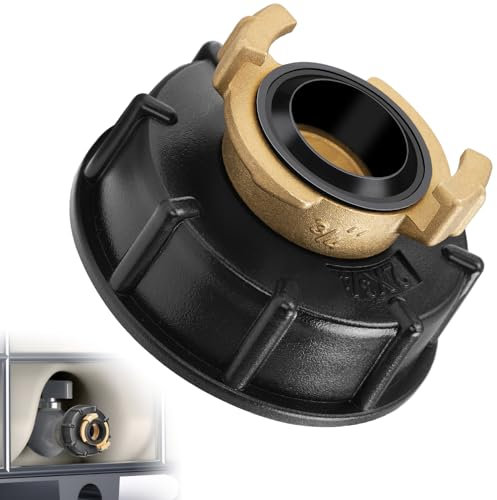Nutmanel 3/4 Raccordo Cisterna Adattatore Connettore, Tappo adattatore,IBC Adattatore per Serbatoio S60 x 6, con raccordo rapido a baionetta, per Collegare Tubi da Giardino, Serbatoi D'acqua, 1000 L