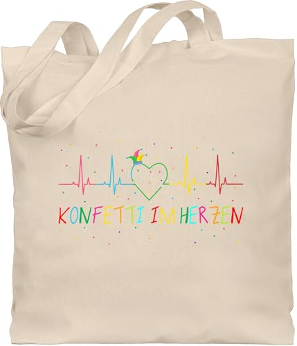 Shirtracer - Baumwolltasche - Karneval & - Taschen - Konfetti im Herzen Herzschlag Fasching I