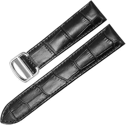 dayeer Echtes Leder Uhrenarmband für Cartier TANk SOLO RONDE DE Uhrenkette Faltschließe Uhrenarmband Zubehör Armband Gürtel (Color : Blue rose gold, Size : 20mm)