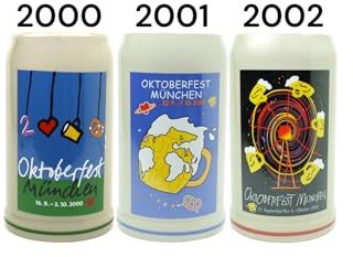 Steinfixx® - Original Oktoberfestkrug 2000, 2001 und 2002 Jahrgangskrug I Jahreskrug I Wiesnkrug I Sammlerkrug I Original Verpackung