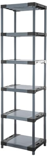 PROREGAL Kunststoffregal Big Grey Bear | Extra-Tall | HxBxT 220x60x46cm | Fachlast 160kg | Grau | Plastikregal Kellerregal Lagerregal Steckregal