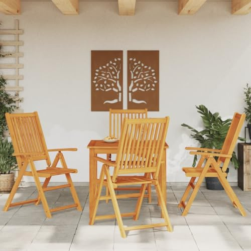 Faroom Gartenmöbel Set Holz 4+1-4 Hochlehner Stühle klappbar mit Tisch Wetterfest Akazie Garten Sitzgruppe Gartenmöbel-Set klappbar Balkonmöbel Sitzgarnitur Garten-Essgruppe 85 x 85 x 74 cm