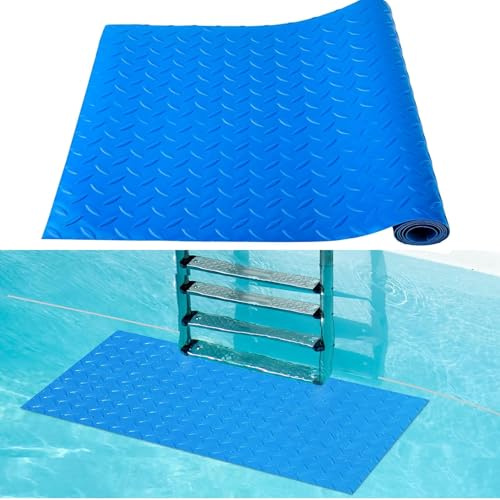 Alfombrilla protectora para escalera de alberca, 22,8 x 91,4 cm, con textura para escalones de piscina sobre el suelo y escaleras (rayas)