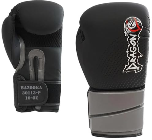 Bazooka Guantes de Boxeo Muay Thai Kickboxing Sparring, Hombres Mujer, Saco de Boxeo, Guantes de Punching, Guantes de Kickboxing, MMA Artes Marciales, Entrenamiento Negro Adultos 8 10 12 14 16oz Muay