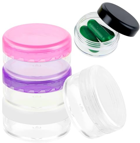 Dimeho 5 Stück Kleine Pillendose, Reise Pillenbehälter, Tragbarer Täglicher Mini-Pillendose, BPA-frei, Medikamenten-Aufbewahrungsbehälter für Handtasche