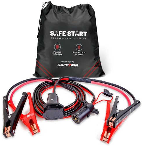 Safe Start Jumper Cable | Heavy Duty Jumper Cables for Trucks, SUV | Self Rescue Car Jump Starter | Quick Connect, Built-in Lights, Portable | Prioritizing Safety | 6 Gauge Wire, 12 Ft.