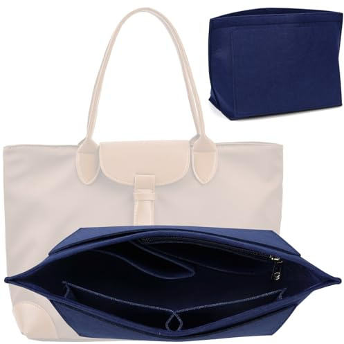 QGGTQG Taschen Organizer für Longchamp Premium Organizer für Longchamp Tasche Geldbörsen-Organizer Handtaschen Organizer Filz Taschenorganizer mit mehreren Taschen (Marineblau, M)