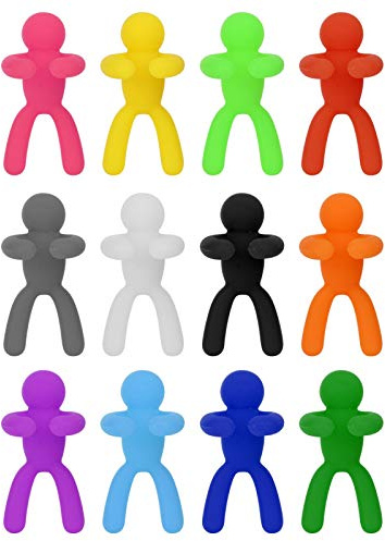 Silicone Wine Glass Marker Drinking Glass Tag Signs for Party Supplies 12 Colors Non- Silicone Easy to Identify Red Wine Glass Common Glass Lip (12pcs)