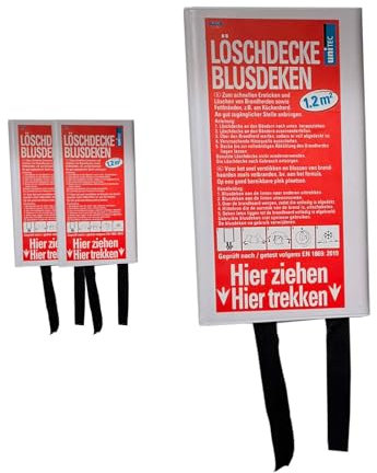 BURI 3 mantas ignífugas con soporte de pared, manta ignífuga, cubierta de seguridad de supervivencia de emergencia para cocina, techo de fibra de vidrio, 110 x 110 cm (1,2 m²)