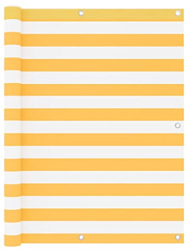 NQJIBUE Home Garden,Balkon Paravent Weiß und Gelb 120x600cm Oxford Stoff