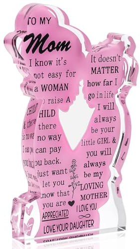 Gifts for Mom from Daughter - Heartfelt Message Acrylic Paperweight, 5 x 3 inch