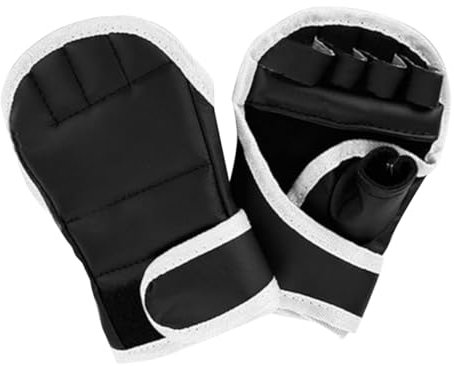 POPETPOP Schwarze Halbfinger Boxhandschuhe Aus Pu Atmungsaktive Kickboxing Handschuhe Mit Stoßdämpfender Polsterung Ergonomisches Design Für Kampfsport Training Und Thaiboxen Sparring