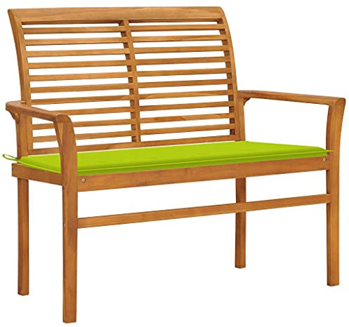 Generisch Gartenbank mit Hellgrüner Auflage 112 cm Massivholz Teak,jiangboyue-3062660