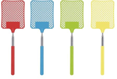 BEPER C206UTI020 Teleskop-Fliegenklatsche, ausziehbare Fliegenklatsche, Stab aus Edelstahl, ausziehbar bis 76 cm, zufällige Farbauswahl, 1 Stück