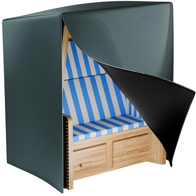Cover Solutions Housse de protection pour fauteuil-cabine de plage résistante à l'hiver - Convient pour toutes les chaises de plage (125 x 100 x 150/165 cm) avec fenêtre d'aération et fermetures