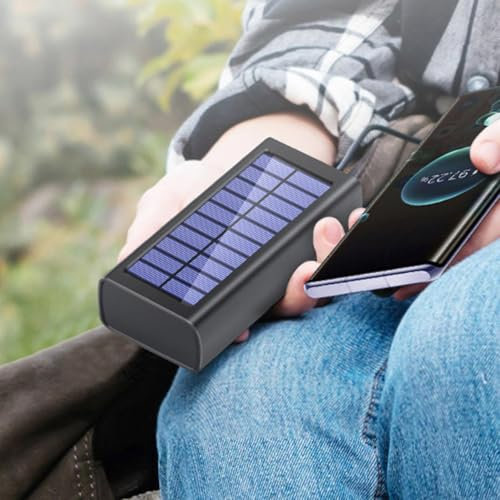Power Bank Solar 30000mAh con Linterna LED Doble | Batería Externa Portátil con Panel Solar para Camping, Emergencias | 2 Puertos USB 5V/2.4A, Carga Rápida, Alta Capacidad​ (A)