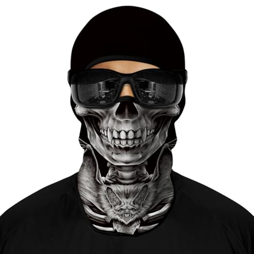 ShopINess Pasamontañas Calavera 3D UPF 40+ en Microfibra para Moto Esquí Snowboard Ciclismo | Balaclava Transpirable para Halloween Carnaval y Deportes Outdoor - (Vampiro)