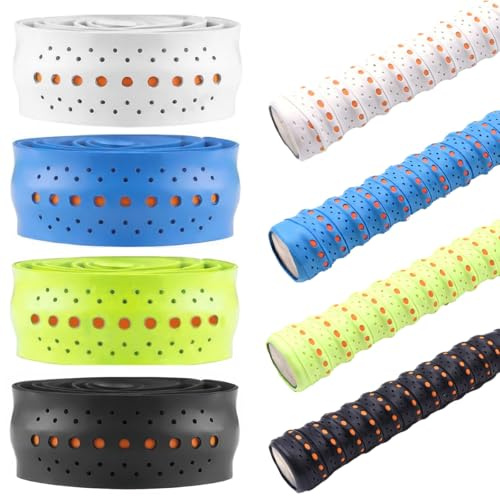 4 Pièces PU Raquette Grip Bande Ruban,10cm Surgrip pour Raquette de Tennis