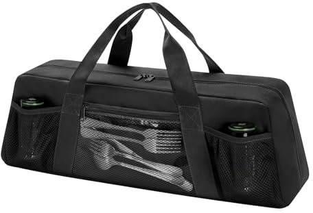 Genérico Organizer per utensili da griglia, borsa per accessori per griglia 56 x 16,5 x 18,3 cm, grande valigetta portatile con manico ergonomico per barbecue picnic campeggio all'aperto