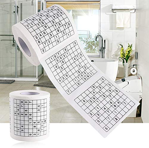 Pssopp Sudoku Toilettenpapier, Herausfordernde Rätsel auf Jedem Blatt, Praktisches Witz -Gag -Badezimmer Taschentuch, Weiche 2 Laute Gesteppte, Verleiht Ihrem Zuhause Einen Jubel, Tolles Strumpf