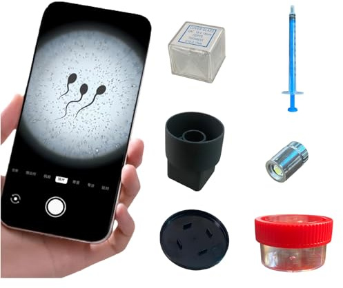 Screen Magnifier for Sperm Analysis at Home Kit with LED Light, Glass Slides, Collection Containers, Professional Mobile Phone Magnifier Set