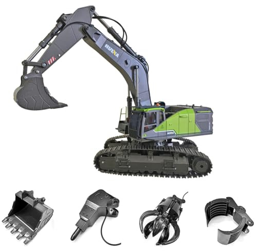 WANENGEDIY Modello di Escavatore con Controllo Remoto RC, Scala 1:14 22CH 2.4G Multifunzionale in Lega 4-in-1 con Luci LED, Veicolo da Costruzione per Ingegneria per Adulti e Giovani