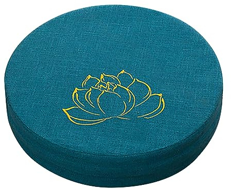 Qcwwy Coussin de Méditation, Oreiller de Plancher Rond en Mousse de Mousse de de Lin Remplie de Sol de Sol de Confortable Couvercle Lavable Amovible pour Yoga Zen Pratique (Lac Bleu)