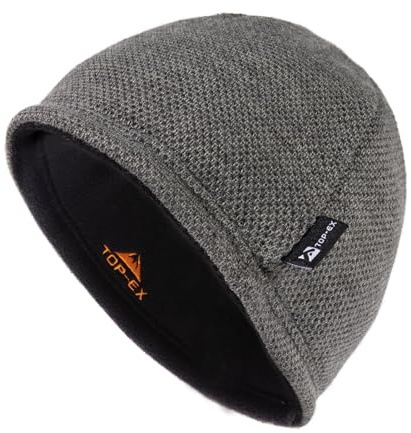 TOP-EX PolarWool Vintermössa herr ull fleece mössa varm vintermössa stickad mössa vändbar mössa present, 96591_grå, XL-XXL