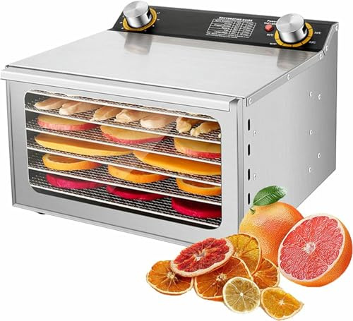 Déshydrateur Alimentaire en Acier Inoxydable, Machine à Fruits à Superposition avec Contrôle de Température et Minuteur, Convient pour Desserts Secs, Viande, Friandises et Yaourt