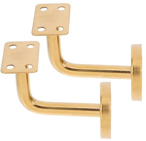 AUTSUPPL Golden Stainless Steel Railing Bracket for Stairs Strong Loadbearing and Minimalist Design, Wall Mounted Handrail Bracket Screws and Washers Included, for DIY Staircase Handrails