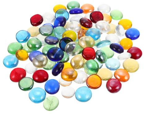 jojofuny 1 sachet de petites perles de verre : perles à dos plat uniques, galets de verre pour remplir des vases, des aquariums, chandeliers de table et abat-jours.