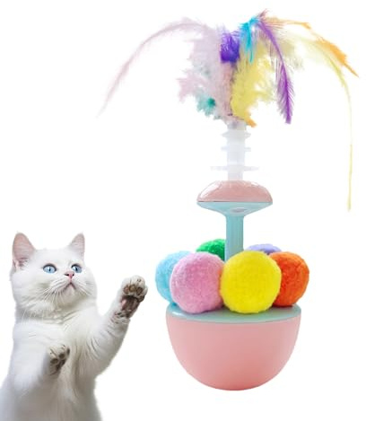 Generisch Katzen Spielzeug,Federball für Katzen | Bewegung Interaktives Selbstspiel Spielball,Interaktive Beschäftigung gegen Langeweile für Kätzchen und