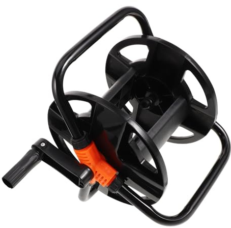 GALPADA Heavy Duty Freestanding Garden Hose Reel with Storage Rack Easy Coiling Mechanism and Decorative Design Sturdy Hose Holder for Outdoor Watering and Pressure Washer Use