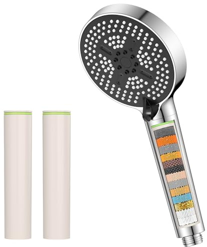 YEAUPE PRO Pommeau de Douche avec Filtration à 25 Étapes, Pommeau de Douche anti calcaire et 6 Modes de Jets, Améliorez la Qualité de l’Eau et la Douche Quotidienne, Chromé