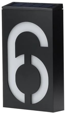 Numero Civico,Numero Civico Esterno Numero civico solare, indirizzo esterno, cartello luminoso a LED, targa esterna digitale stradale personalizzata(Number-6)