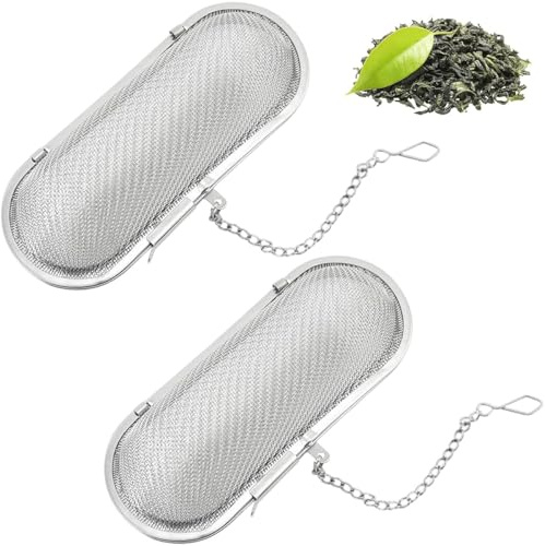 2 pezzi di spezie, uovo da tè per tè sfuso, filtro a sfera di tè, filtro a maglia fine con catena, colino da tè in acciaio inox 304, filtro per spezie da cucinare, sfera riutilizzabile