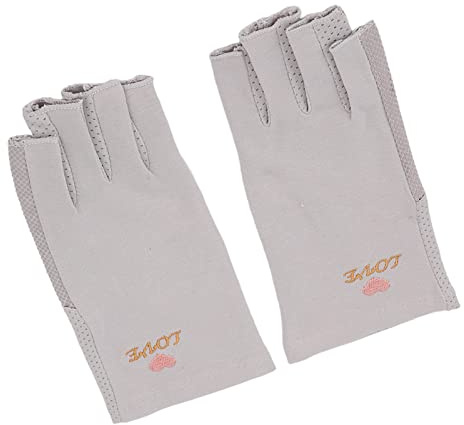 Generic UV Protection Manicure Gloves Fine Stitching Fingerless Breathable Nail Art for Girls (Gray)
