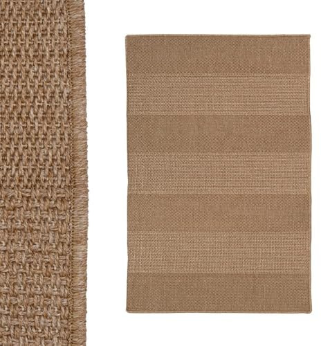 Alfombra de exterior de polipropileno color beige y base látex de 120x180cm | Material sintético resistente a la intemperie. Aporta calidez y estilo a tu terraza mientras protege el suelo de forma eficaz