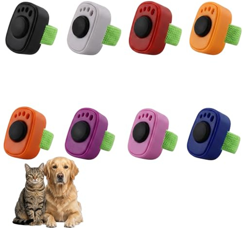 JazRvr 8-teiliges Clicker Set für Hundetraining, Klicker Hund, Vielseitiges Hunde Training Zubehör, Ideal für Grundgehorsam und Verhaltenskorrektur, Schwarz Weiß Rot Orange Gelb Lila Rosa Dunkelblau
