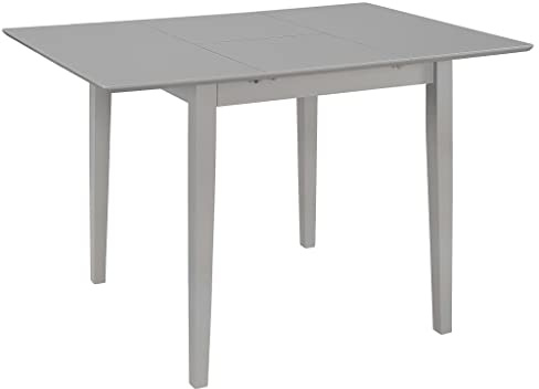 RCODSSK Ausziehbarer Esstisch Grau (80-120) x80x74 cm MDF, klappbarer Esstisch aus Gummibaum-Massivholz und MDF-Tischplatte, platzsparend zusammenklappbar