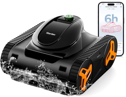iGarden KN60 Poolroboter Boden und Wand, Wasserlinie, Kabelloser Poolsauger Akku, 360 Min Laufzeit bis zu 576m², Intelligente Navigation, App-Steuerung & OTA-Updates für Einbau- und Aufstellpools